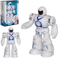 Junfa WB-03065/синий Робот электромеханический "Воин будущего", движение, со световыми и звуковыми эффектами, в наборе с 3 патронами, в коробке, 22x10,5x32см, бело-синий