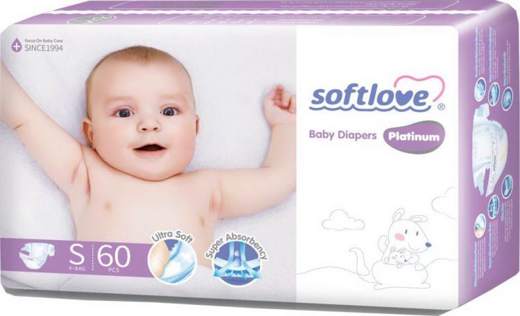 Softlove SK02S60-6 Подгузники Softlove-Platinym S ( 4-8 кг) 60шт