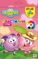 Пластилин 12 цветов СМЕШАРИКИ в европодвесе, картон, стек