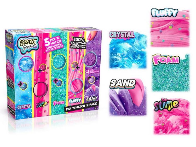 CANAL TOYS CCC001 Набор слаймов Canal Toys Mix &amp; Match CRAZE SENSATIONS Невероятные эффекты 5 готовых слайма