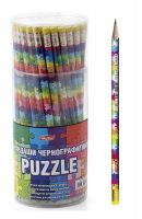 Hatber BHn-72111 Карандаш чернографитный Hatber круглый корпус 72шт Puzzle "HB" с ластиком