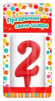 ND Play 297385 Свеча для торта ND Play Тортик цифра 2 парафиновая, цвет красный