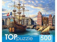 Рыжий кот ХТП500-4236 TOPpuzzle. Пазлы 500 элементов. КОРАБЛИ В СТАРОМ ПОРТУ