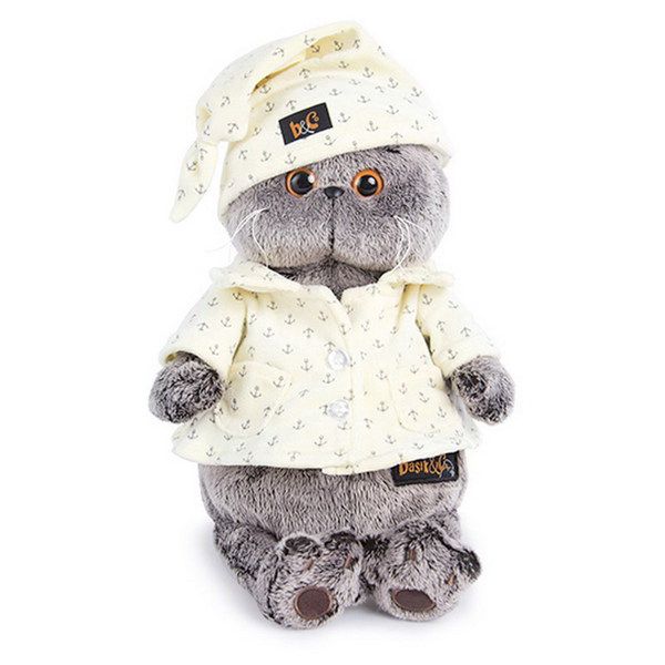 BUDI BASA Ks22-024 Мягкая игрушка Кот Басик в пижаме, 22 см
