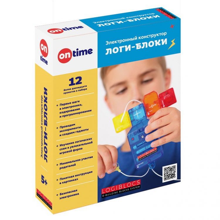 ON TIME 70022 Конструктор On Time ЛОГИ-БЛОКИ 12 проектов, электронный