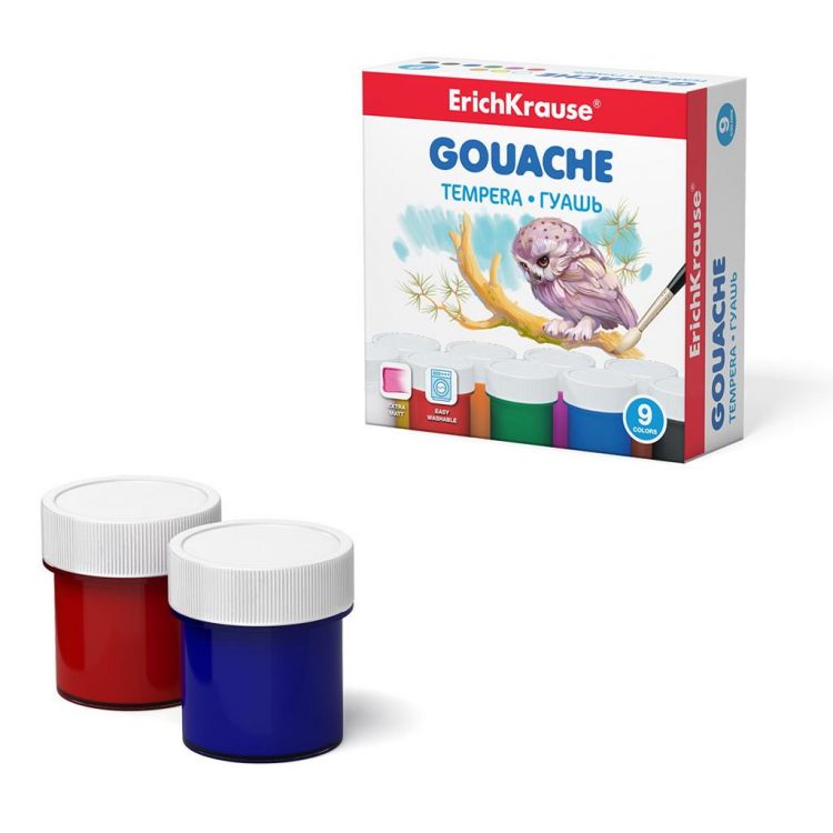 ErichKrause 50536ЕК Краски ErichKrause Гуашь 9 цветов ErichKrause 50536ЕК Краски ErichKrause Гуашь 9 цветов