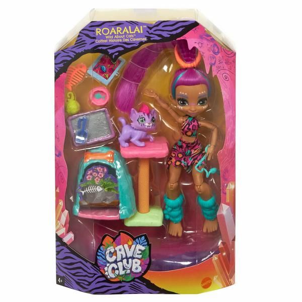 Mattel GNL95 Cave Club® Игровой набор с куклой Роралай и саблезубым котенком