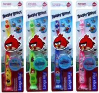 Longa Vita AB-1-НТМ Зубная щетка Longa Vita Angry Birds детская с защитным колпачком, присоской от 5-и лет (зеленая)