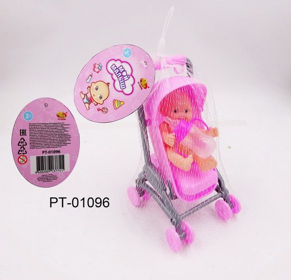 ABtoys PT-01096 Пупс "Мой малыш" в коляске, с аксессуарами