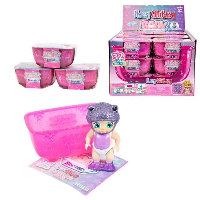HEADSTART 78057-0436 Baby Secrets, коллекционная куколка в ванной, серии Itzy Glitzy, 12 шт. в ассортименте + 1 редкий, 18 шт. в дисплее.