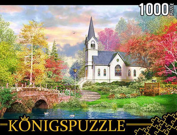 Konigspuzzle МГК1000-6498 Пазл Церковь в осеннем парке, 1000 элементов