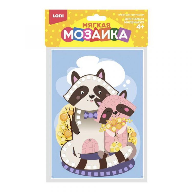 LORI Кэ-018 Набор для творчества LORI Мягкая мозаика. Малый набор Енотики LORI Кэ-018 Набор для творчества LORI Мягкая мозаика. Малый набор Енотики
