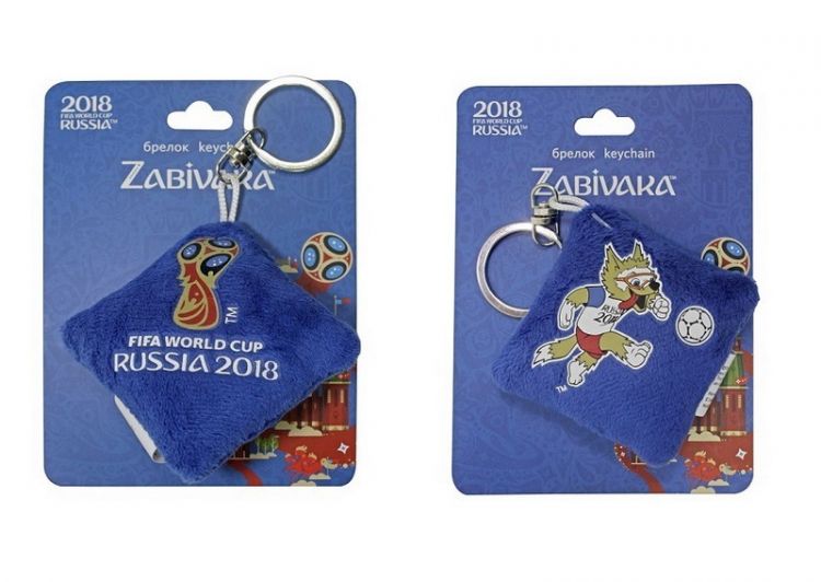 No name 1156158-no Брелок-подушечка плюшевый с термопринтом волк Забивака Zabivaka Running 6х6 см на карте FIFA-2018