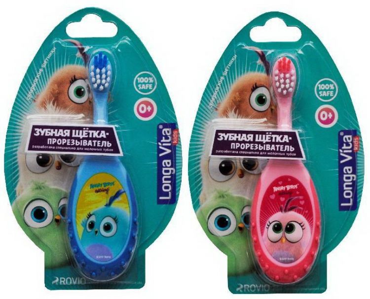 Longa Vita T-1055-НТМ Зубная щетка-прорезыватель Longa Vita Angry Birds Hatchlings детская 0+