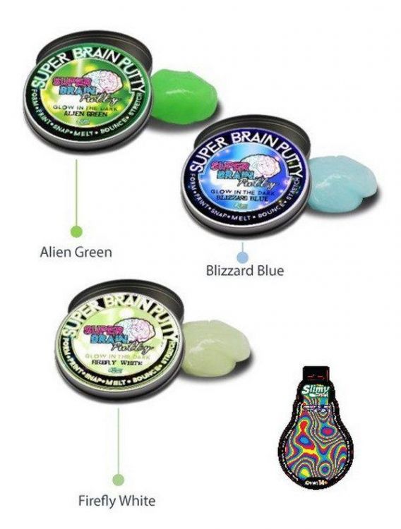 Jocker (Far East) LTD 34130 Жвачка для рук "Super Brain Putty", серия "Светится в темноте", 3 цвета в ассортименте, 75 гр.