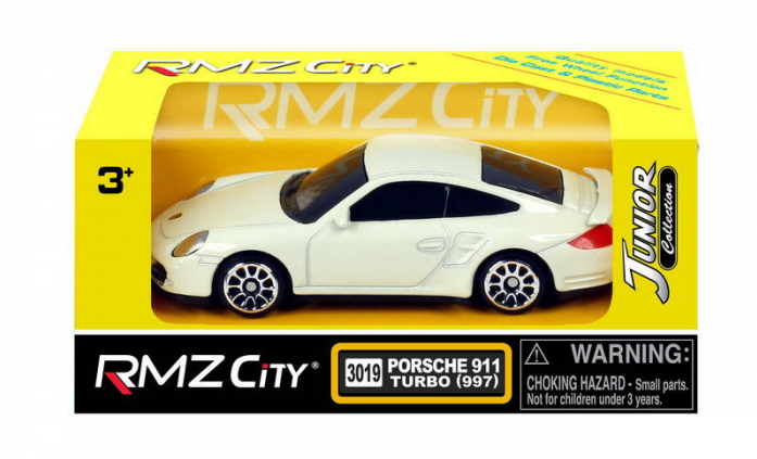 RMZ City 344019S Машина металлическая Porsche 911 Turbo, 1:64, цвет белый/красный