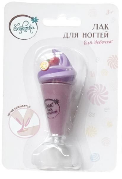 Abtoys K-0001-6 Зефирка Косметика для девочек Лак для ногтей детский "Черничный коктейль" с перламутром, блистер