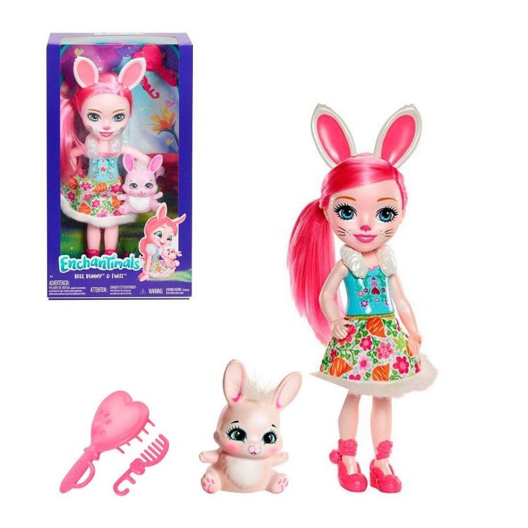 Mattel FRH52 Энчантималс Большая кукла с любимой зверюшкой Бри Кроля, 32 см