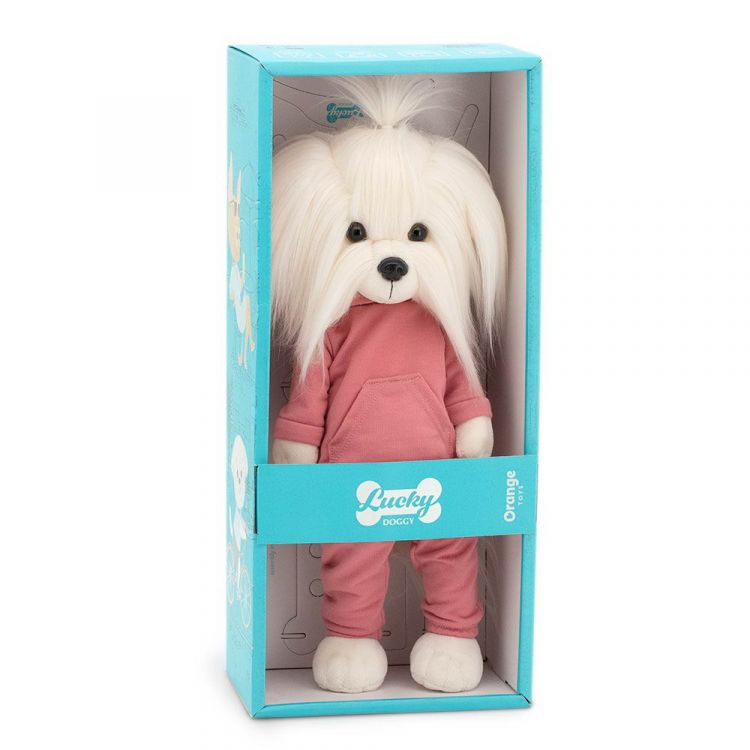 Orange Toys LD4/084 Мягкая игрушка Orange Toys Собачка Lucky Mimi Клубничное мороженое с каркасом 37 см
