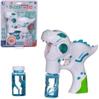 Junfa WB-01313/белый Мыльные пузыри Junfa Пистолет-Динозавр белый с 2 банками мыльного раствора на батарейках