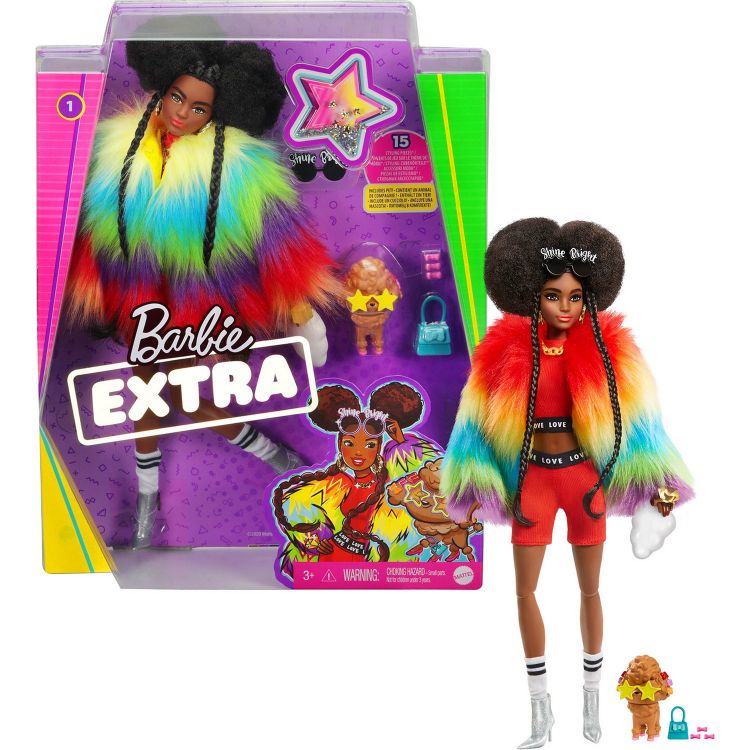 Mattel GVR04 Barbie Кукла Барби Экстра в радужном пальто