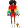 Mattel GVR04 Barbie Кукла Барби Экстра в радужном пальто