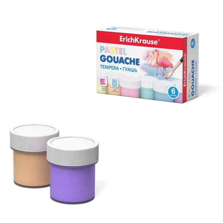 ErichKrause 50540ЕК Краски ErichKrause Гуашь Pastel 6 цветов ErichKrause 50540ЕК Краски ErichKrause Гуашь Pastel 6 цветов