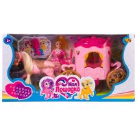 ABtoys (АБтойс) PT-01461P Игровой набор Abtoys Моя лошадка. Карета с лошадкой и куколкой, розовая