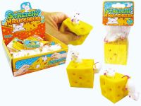 JUNFA 1801-SQ016 Игрушка-антистресс Тянучка "Мышка с куском сыра"