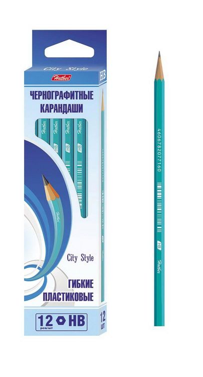 Hatber BHp-12090 Карандаш чернографитный Пластиковый Hatber шестигранный корпус City Style "HB" с заточкой