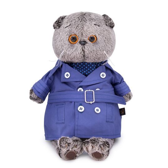 BUDI BASA Ks19-102 Мягкая игрушка Кот Басик в плаще, 19 см
