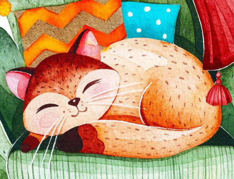 Рыжий кот ХК-3601 Набор для творчества Рыжий кот Холст с красками по номерам Спящий котик 17 х 22 см