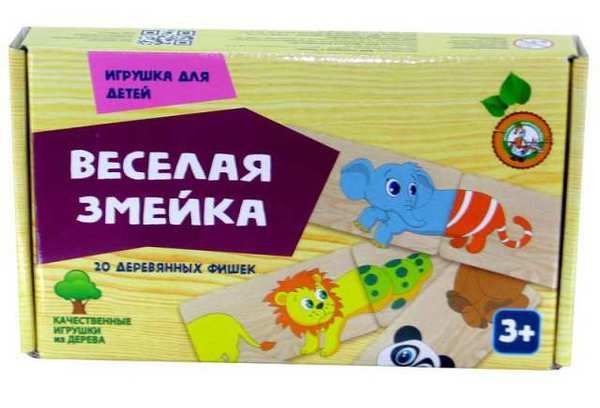 Десятое королевство 00771ДК Домино деревянное "Веселая змейка"