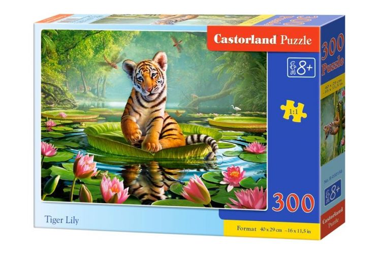 Castorland В-030156 Пазл Тигренок на лилии, 300 деталей