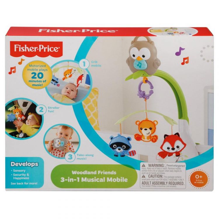 Mattel CDM84 Музыкальная игшрушка Mattel Fisher-Price Мобиль Лесные друзья 3-в-1