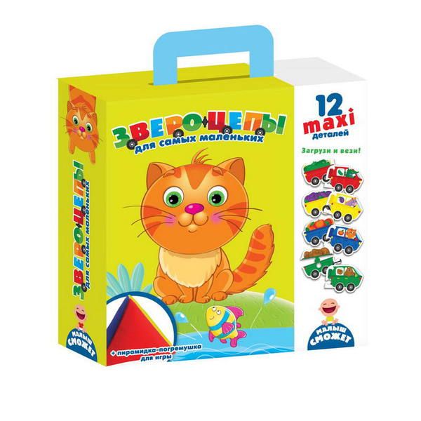 Vladi Toys VT2906-05 Игра для самых маленьких "Звероцепы" с мягкой пирамидкой