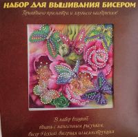 Рыжий кот BL139 Набор для вышивания бисером 15x15см(частичное заполнение,канва с рис) Бабочки в цветах