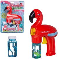 Junfa WF-08705/красный Мыльные пузыри Junfa Пистолет-Фламинго красный с 2 банками мыльного раствора