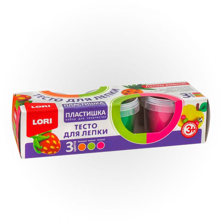 LORI Тдл-022 Пластишка Набор теста для лепки №19 в картонной коробке (3 цвета по 80г)