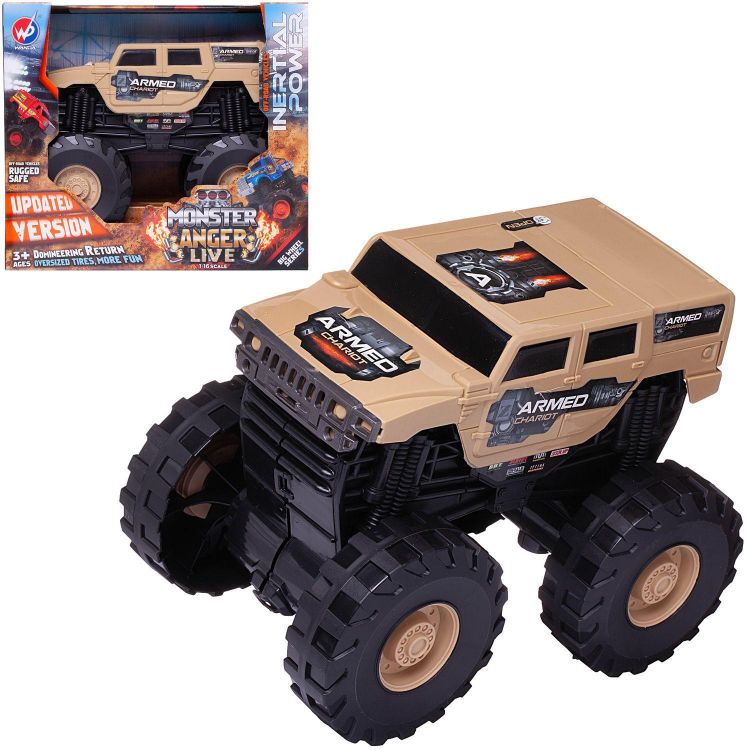 Junfa WC-11582/бежевая Машинка Junfa Джип-внедорожник 4х4 Гнев монстра 1:16, бежевая
