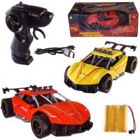 ABtoys (АБтойс) C-00477 Машинка на радиоуправлении Abtoys гоночная 2,4Ггц, резиновые колеса (желтый, красный), аккумуляторный блок 1:18