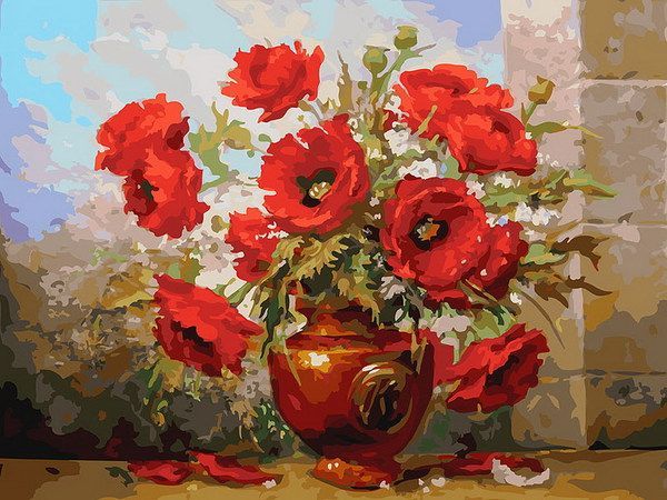 Белоснежка 145-AS Раскраски по номерам Маки 30*40 см