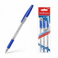 ErichKrause 42747ЕК Набор из 3 ручек шариковых R-301 Classic Stick&Grip 1.0, цвет чернил синий