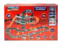 ABToys PT-00171 Парковка "Веселое авто" 2-х уровневая с дорогой, 6 машинок
