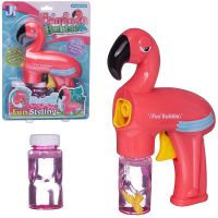 Junfa WF-08705/розовый Мыльные пузыри Junfa Пистолет-Фламинго розовый с 2 банками мыльного раствора