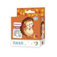 Dodo R300119 Пазл-раскраска 2 в 1 "Ежик", 16 деталей