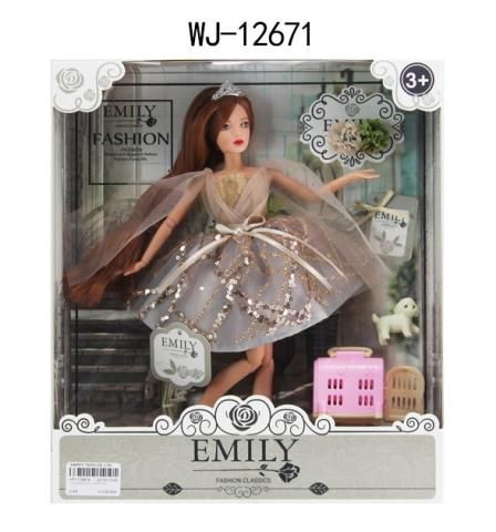 ABtoys (АБтойс) WJ-12671 Кукла ABtoys Emily Вечерняя серия с собачкой, переноской и аксессуарами 30см