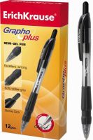 Ручка шариковая ErichKrause ЧЕРНАЯ автоматическая GRAPHO PLUS, 0,5мм