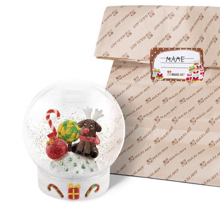 Maxi Art MA082001-2 Набор для творчества Maxi Art создание Снежного Шара Мешок Подарков и Оленёнок