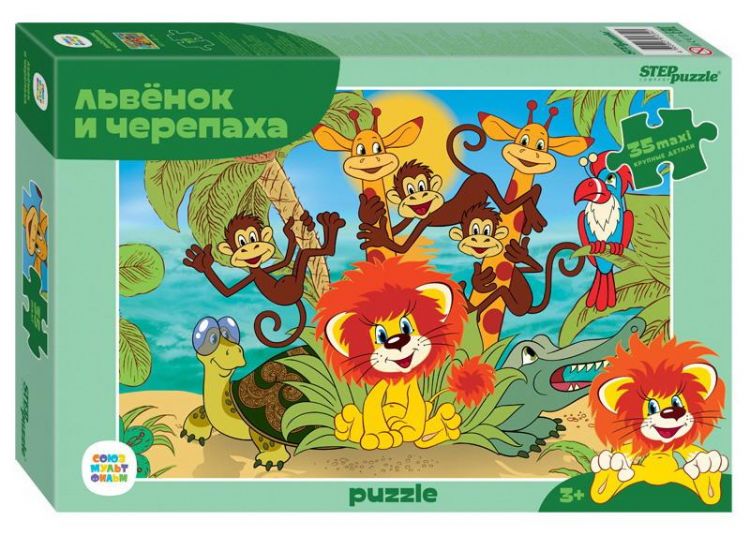 СТЕП ПАЗЛ 91314 Пазл STEP puzzle MAXI Львенок и Черепаха 35 элементов